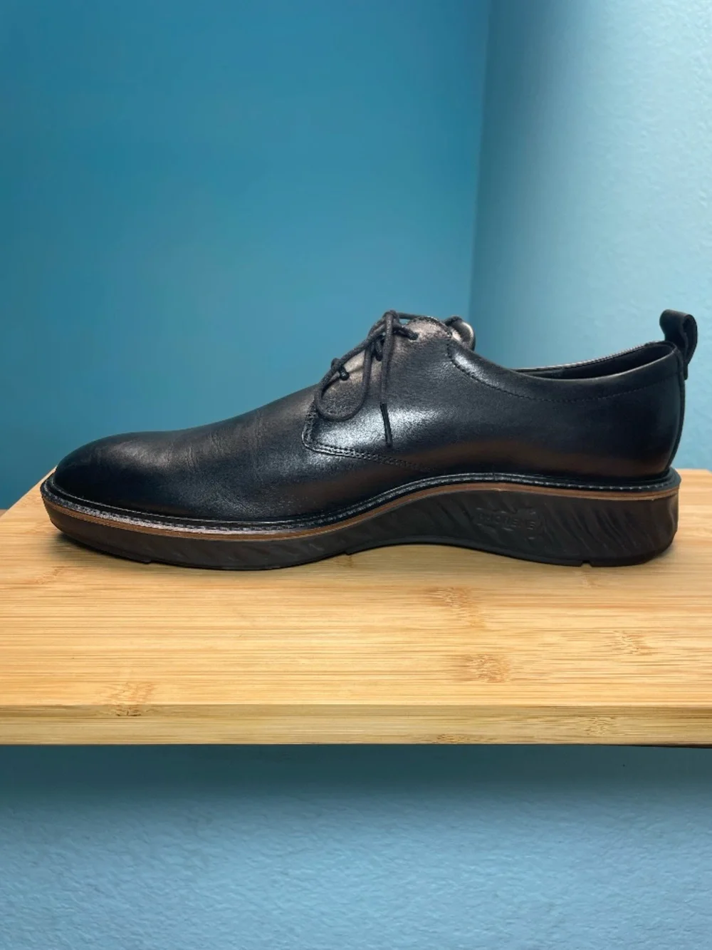 Ecco ST.1 Hybrid Derby Leather Shoes Black EU 46 Men's US 12 12.5 Lace Up EUC!